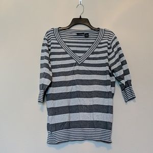 Torrid V-Neck 3/4 Sleeve Striped Sweater